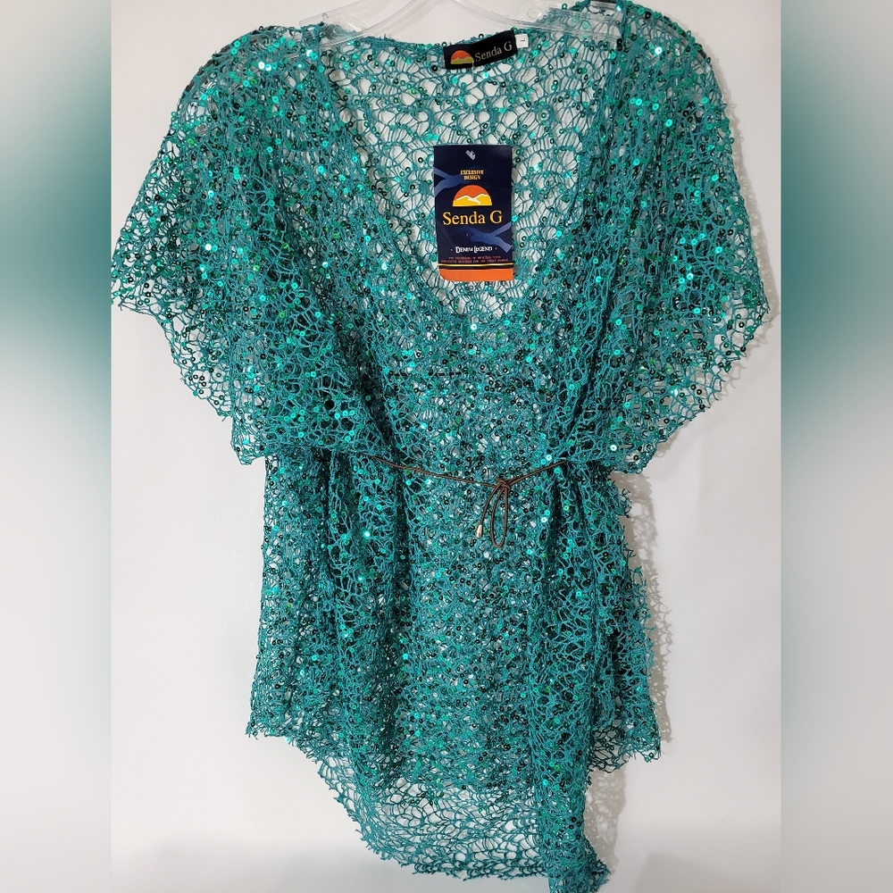 Teal Crochet Women Top